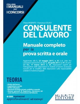 MANUALE CONSULENTE LAVORO 2017