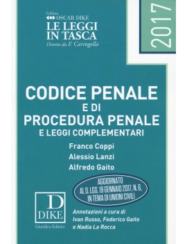 CODICE PENALE E DI PROCEDURA PENALE 2017