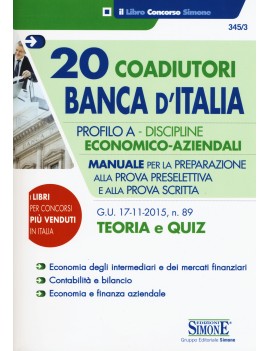 20 COADIUTORI BANCA D'ITALIA. PROFILO A.